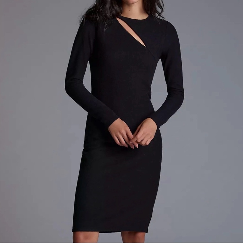Asymmetrical Black Cut-out Sweater Dress (Anthropologie/Bordeaux)